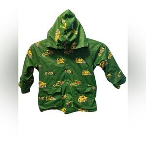 Foxfire for Kids Green Construction Vehicle Rain Jacket 4T Hooded